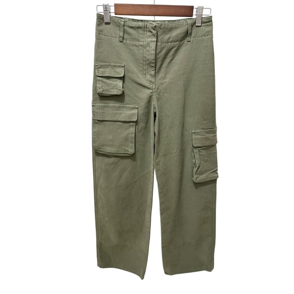 Aritzia Wilfred Free Olive Green Picture Cargo Pants Wide Leg Women's Size 2 EUC - Picture 4 of 12